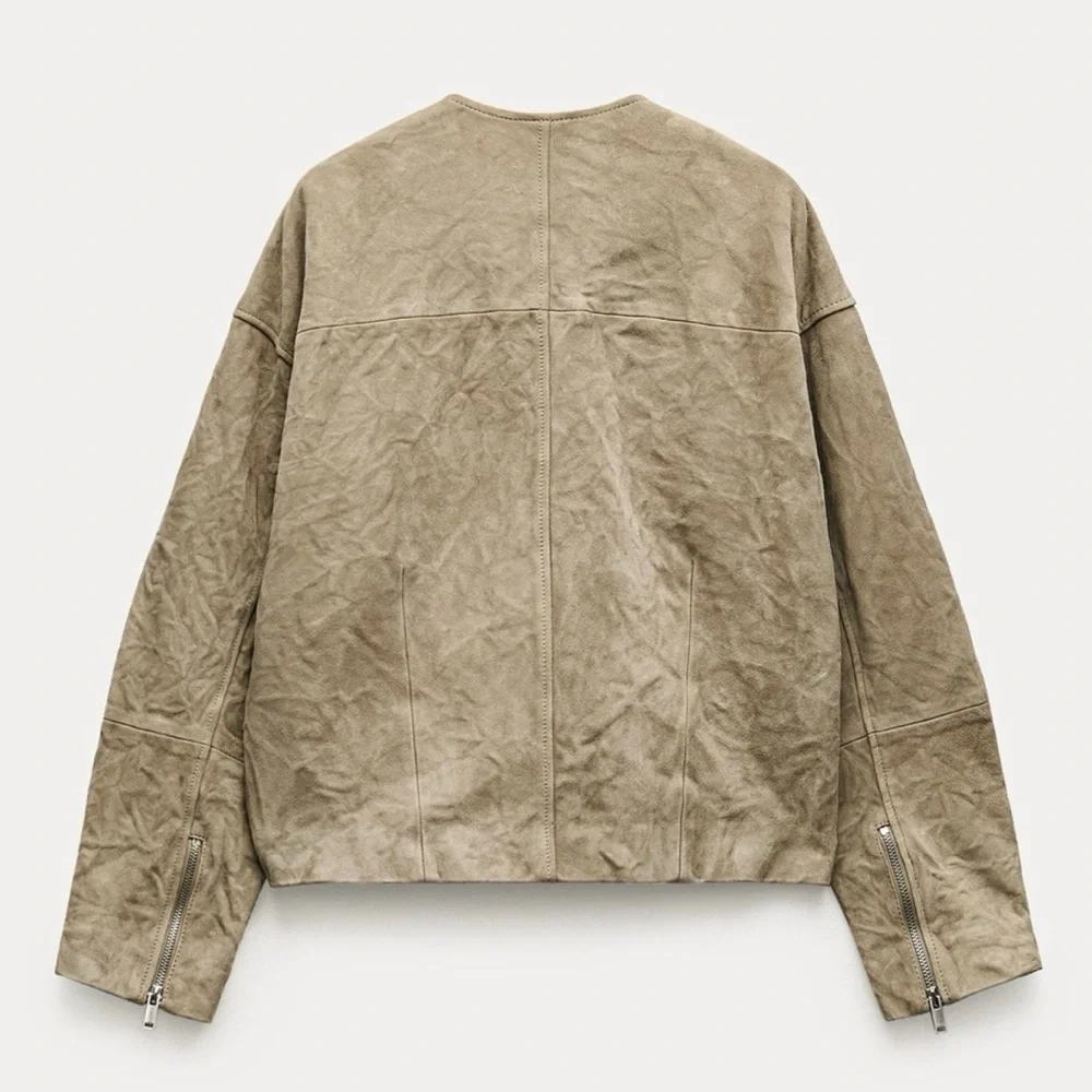 NWOT Zara ZW Collection 100% Suede Leather Jacket - Picture 4 of 12